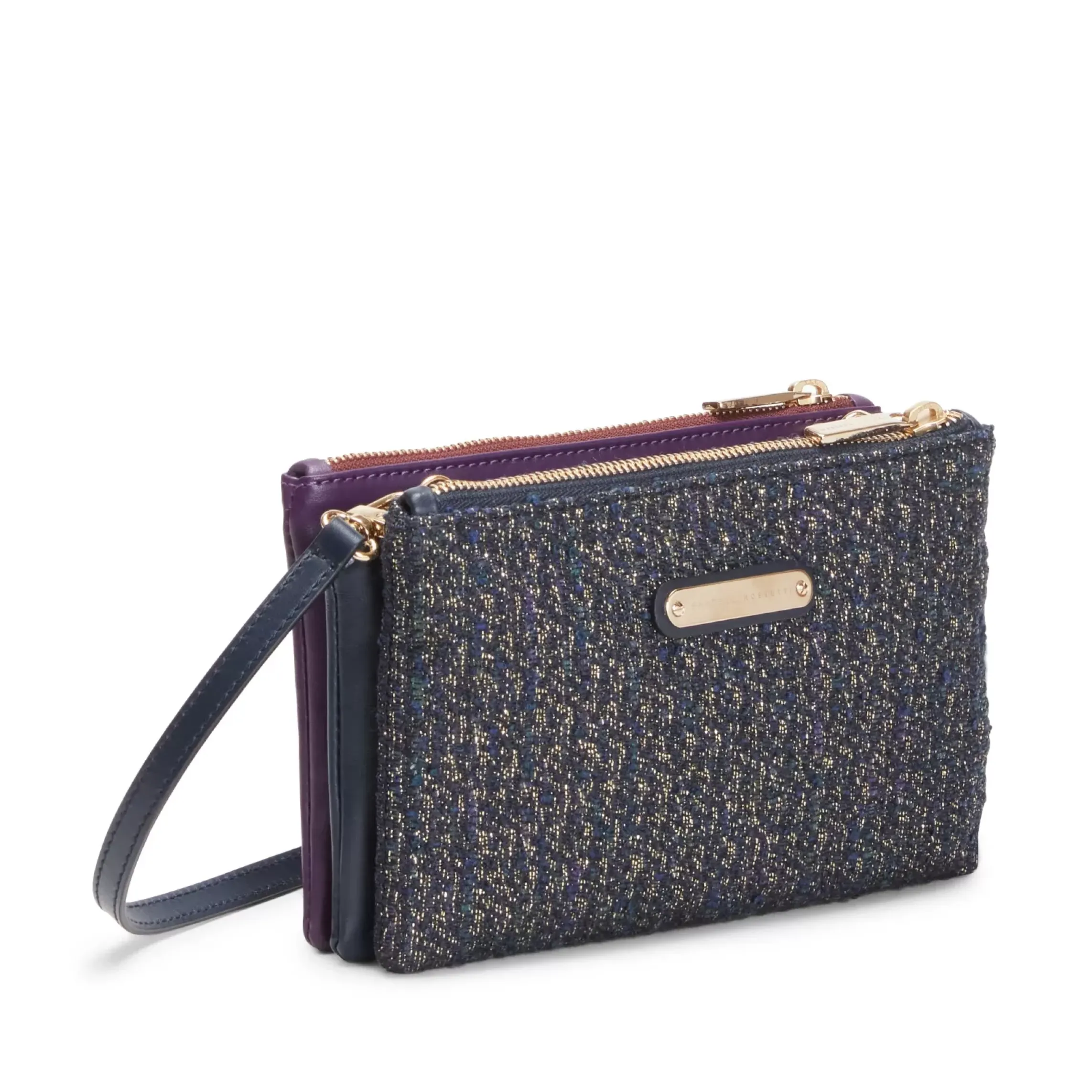 Fratelli Rossetti Blue/purple leather and fabric Esquire clutch|^ Bags