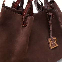Fratelli Rossetti Cocoa brown suede tote bag|^ Bags