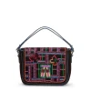 Fratelli Rossetti Mini shoulder bag in ebony-coloured embroidered velvet|^ Bags