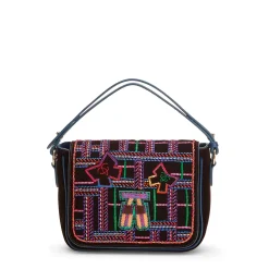 Fratelli Rossetti Mini shoulder bag in ebony-coloured embroidered velvet|^ Bags