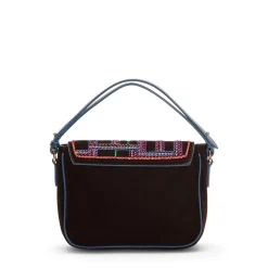 Fratelli Rossetti Mini shoulder bag in ebony-coloured embroidered velvet|^ Bags