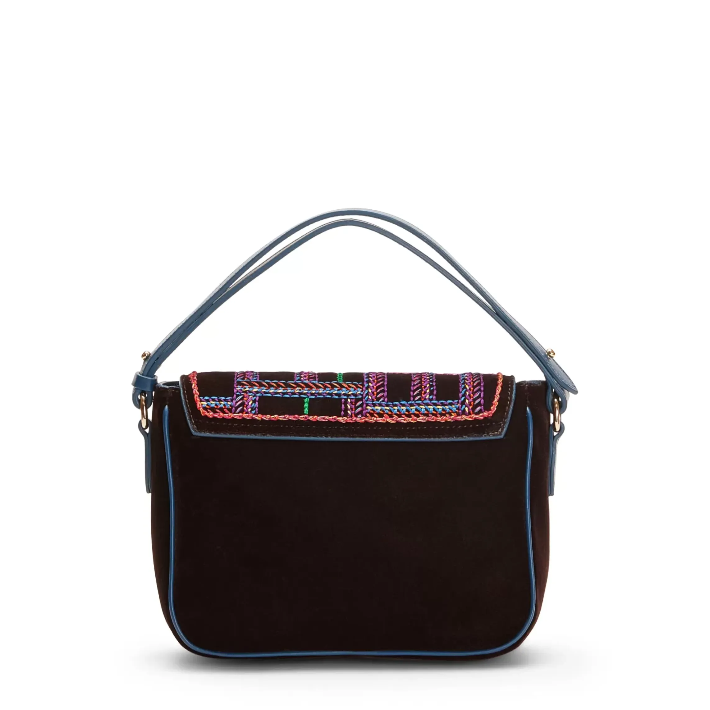 Fratelli Rossetti Mini shoulder bag in ebony-coloured embroidered velvet|^ Bags