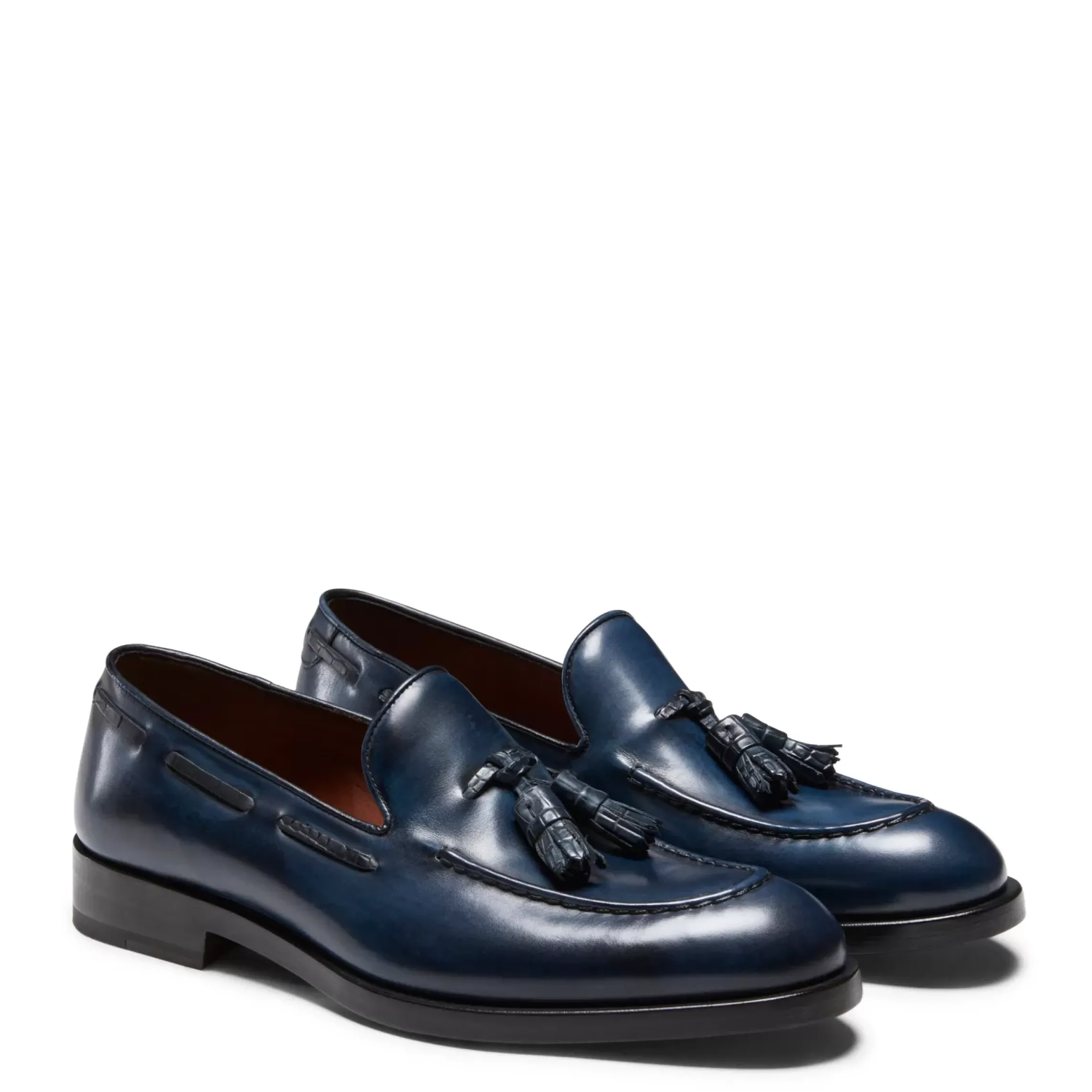 Fratelli Rossetti Navy blue leather Brera loafer|^ Loafers
