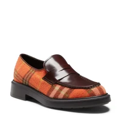 Fratelli Rossetti Orange Tartan fabric loafer|^ Loafers