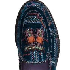 Fratelli Rossetti Special Embroidery Brera loafer in multi-coloured velvet|^ Loafers
