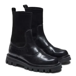 Fratelli Rossetti Stivaletto in pelle e suede da donna colore nero-^ Ankle Boots