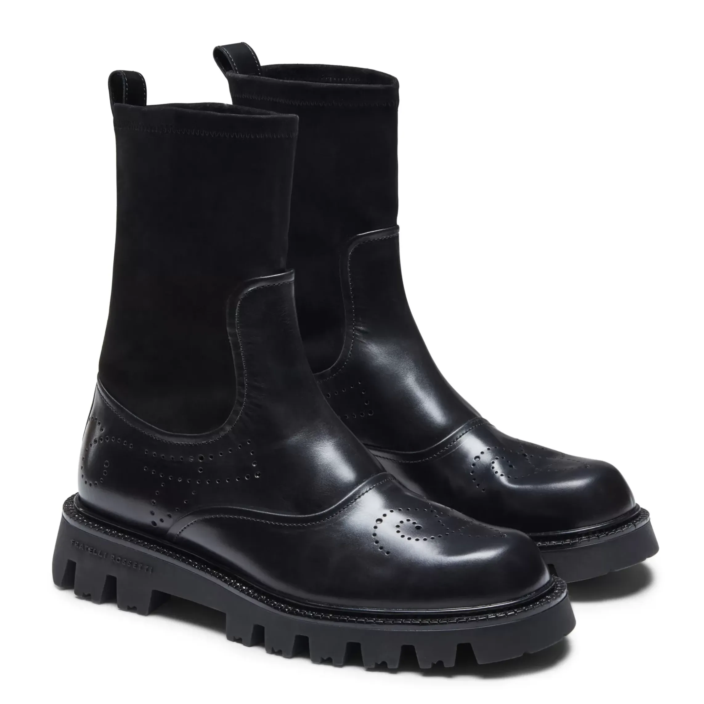 Fratelli Rossetti Stivaletto in pelle e suede da donna colore nero-^ Ankle Boots