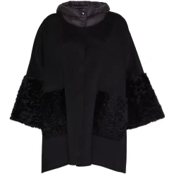 Fratelli Rossetti Women’s beige cape in wool and shearling|^ Outerwear