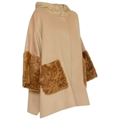 Fratelli Rossetti Women’s black cape in wool and shearling|^ Outerwear