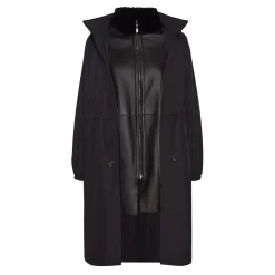 Fratelli Rossetti Women's black reversible nylon and shearling combined coat|^ Outerwear
