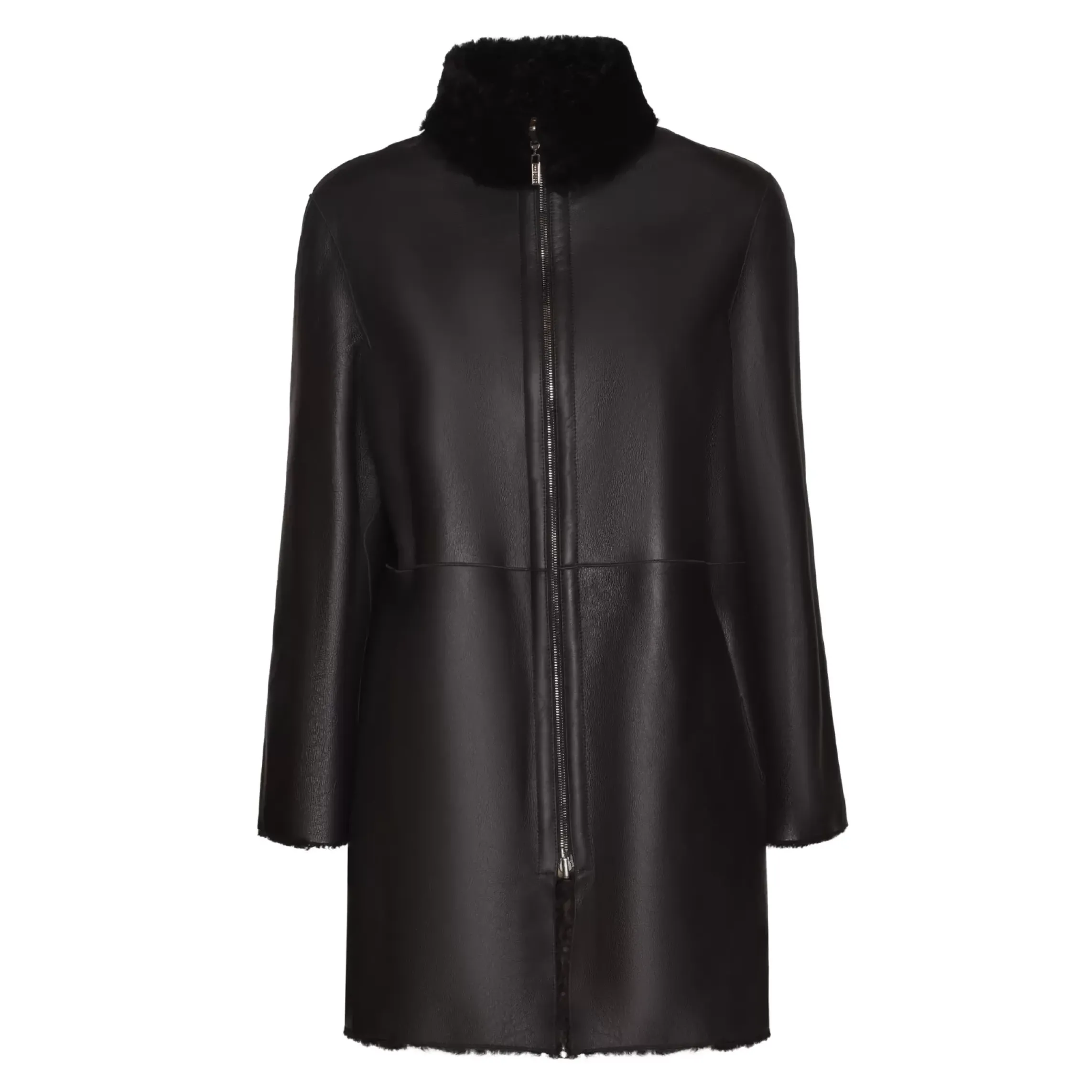 Fratelli Rossetti Women's black reversible nylon and shearling combined coat|^ Outerwear