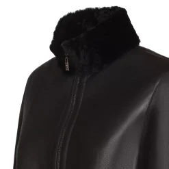 Fratelli Rossetti Women's black reversible nylon and shearling combined coat|^ Outerwear