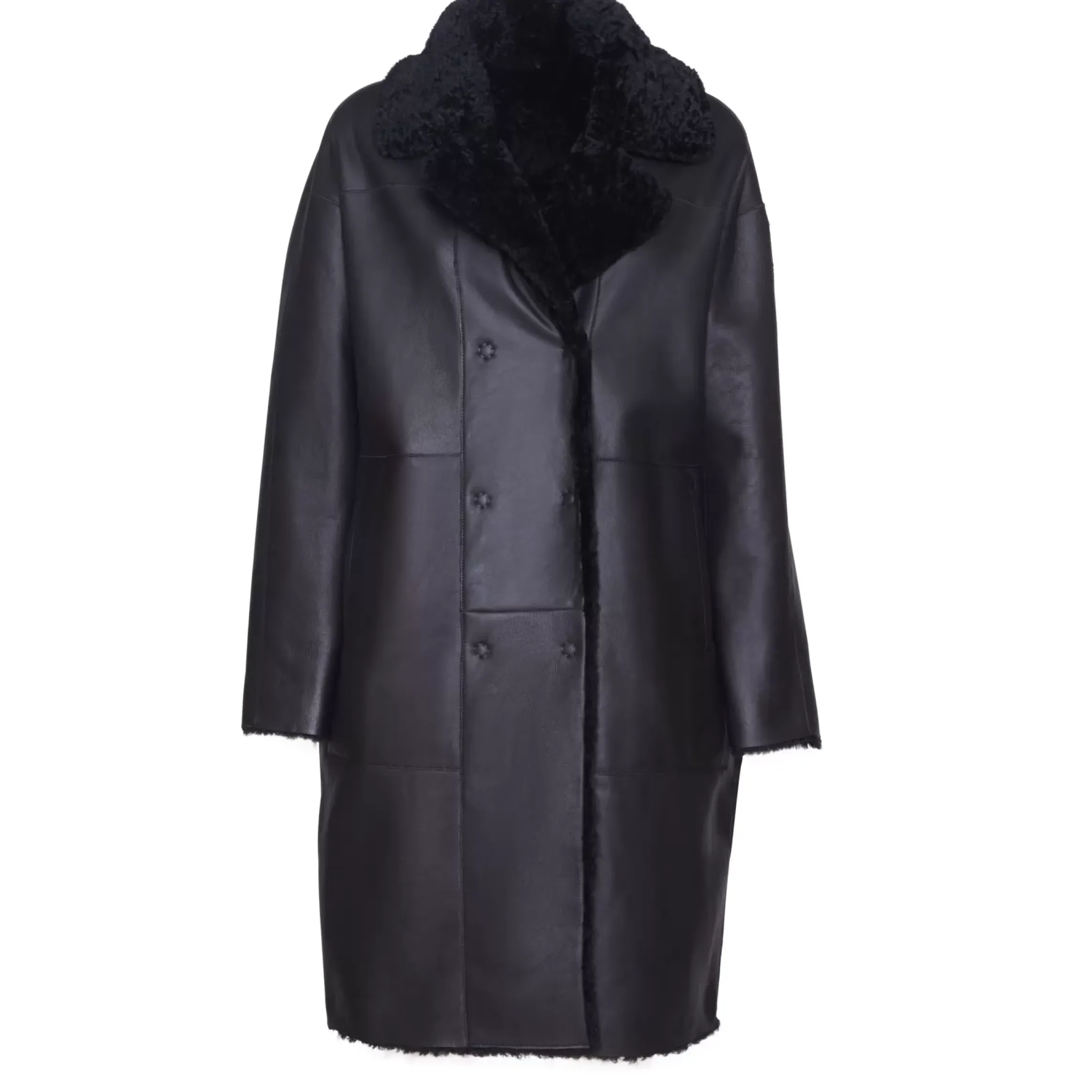 Fratelli Rossetti Women’s black shearling coat|^ Outerwear