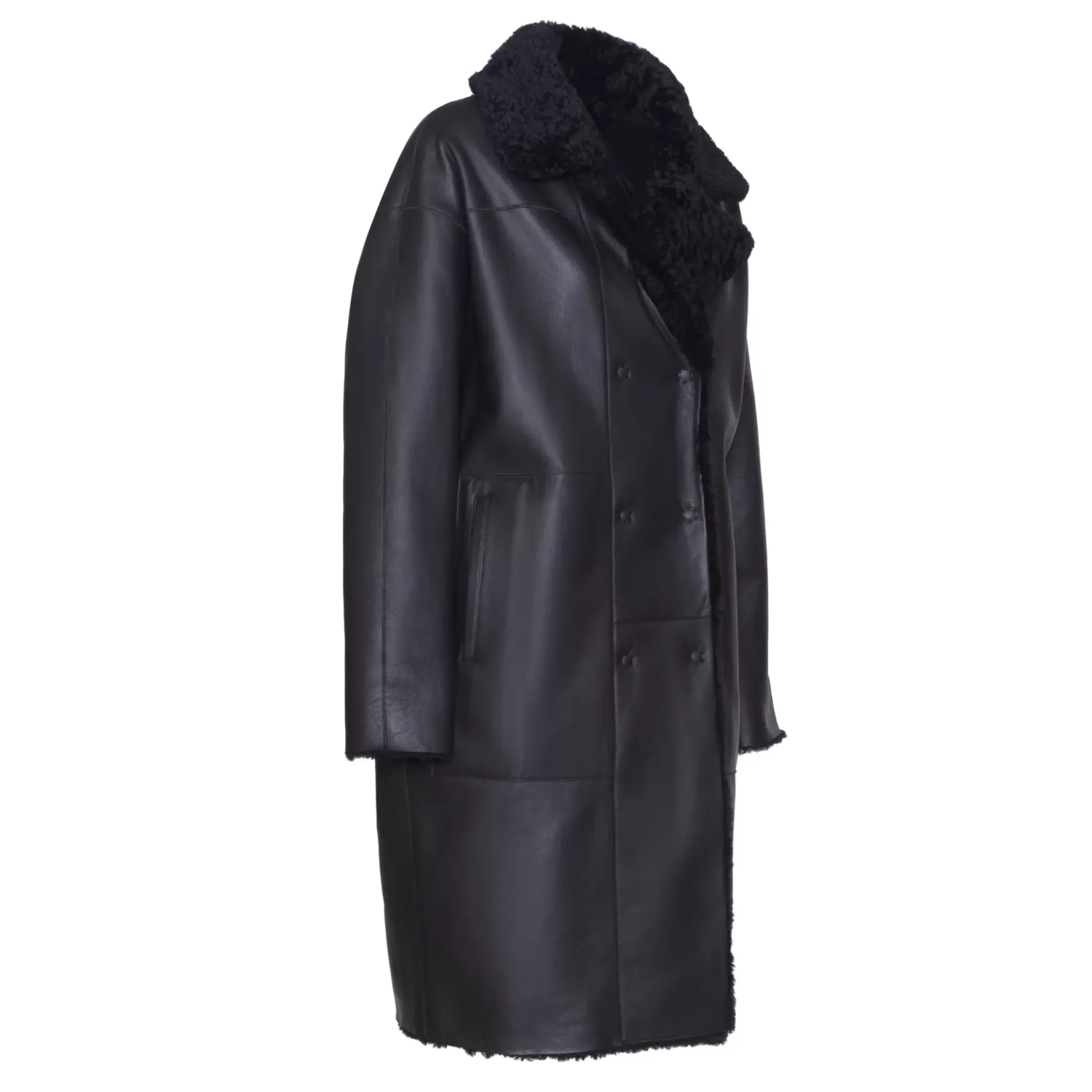 Fratelli Rossetti Women’s black shearling coat|^ Outerwear