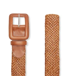 Fratelli Rossetti Women's cognac woven leather belt |^ Belts
