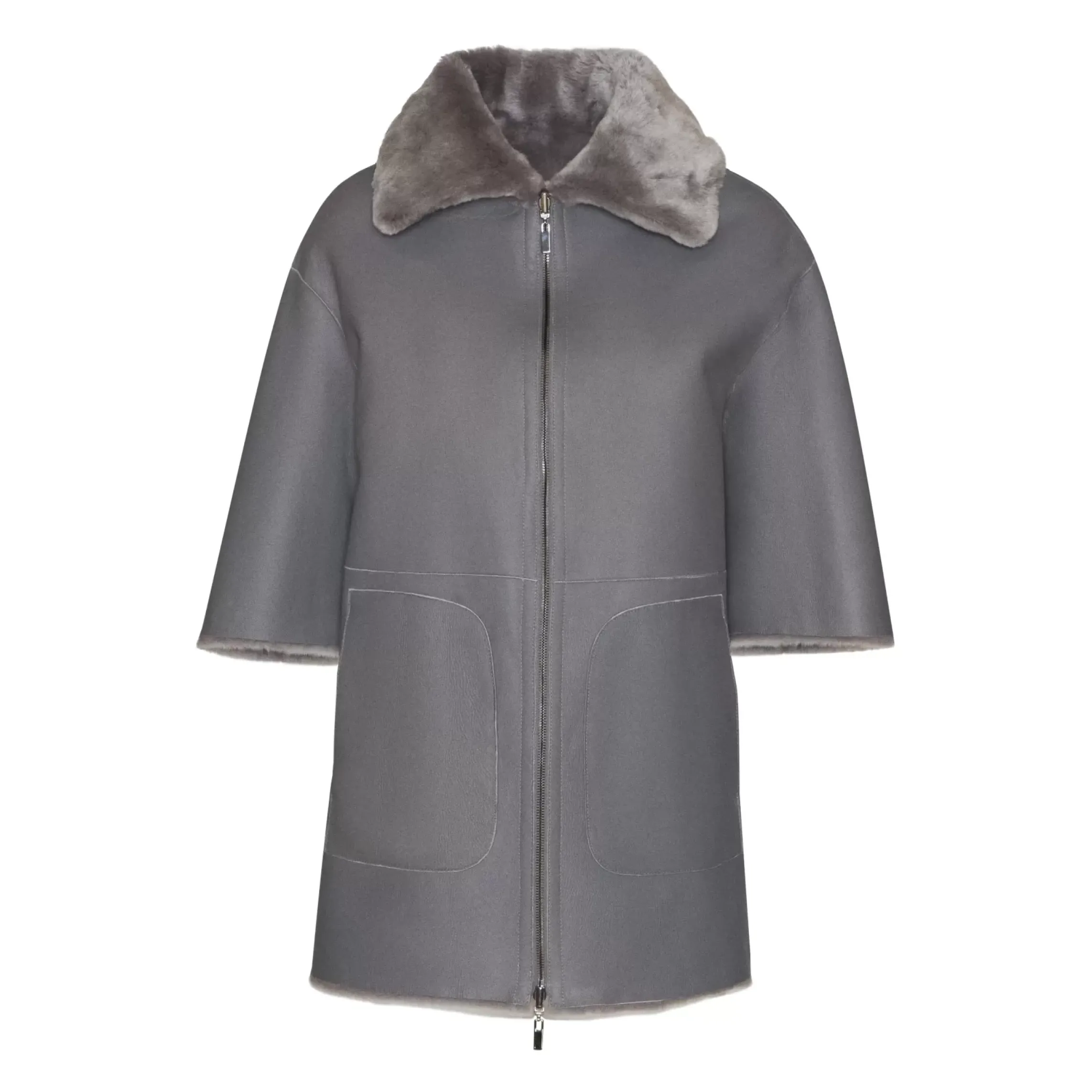 Fratelli Rossetti Women’s grey shearling jacket|^ Outerwear