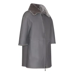Fratelli Rossetti Women’s grey shearling jacket|^ Outerwear